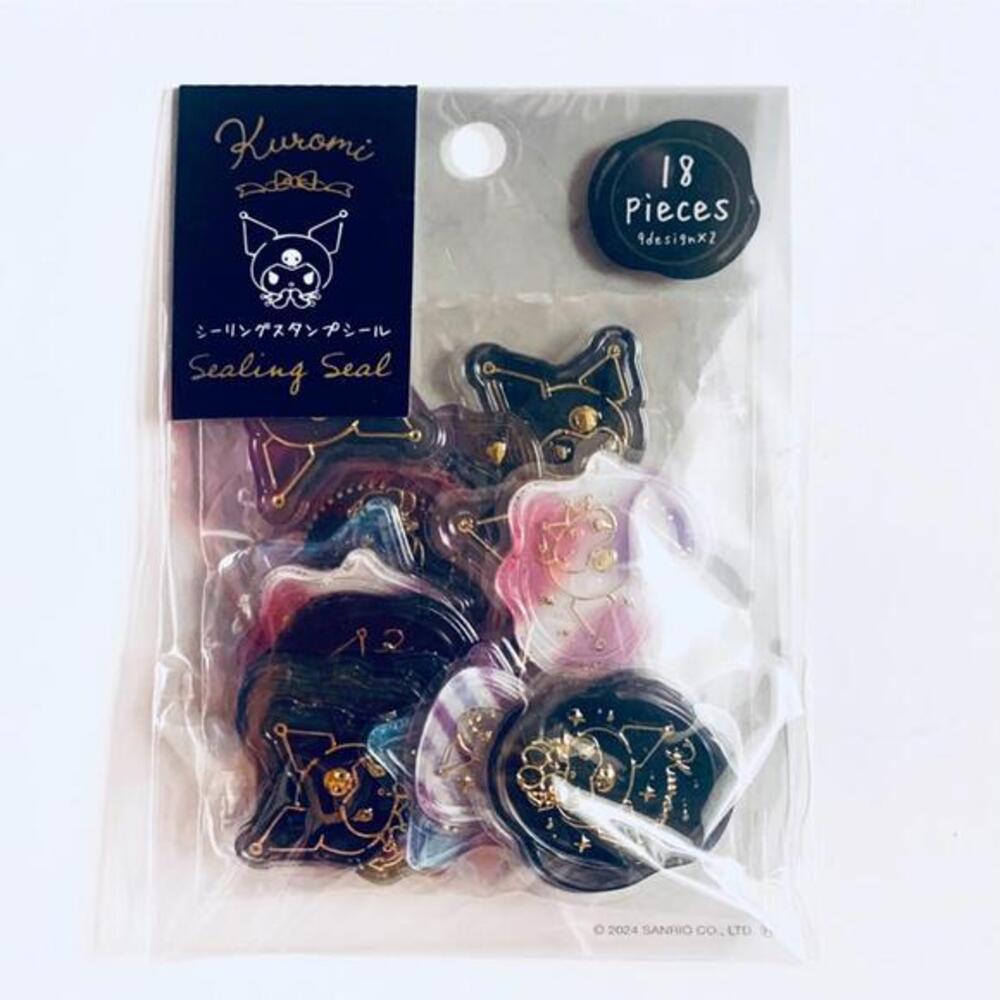Sanrio Kuromi Sealing Stamp Stickers, Clear Jelly Style Gold Accents